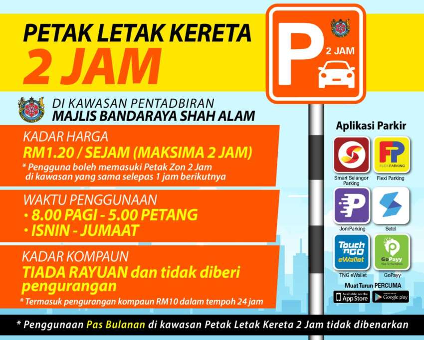 MBSA 2-hour parking system starts on July 1 – 8am to 5pm weekdays, RM1.20 per hour rate via 6 apps 1633771