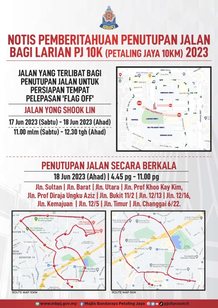 Beberapa jalan di Petaling Jaya ditutup pada 18 Jun 1626833