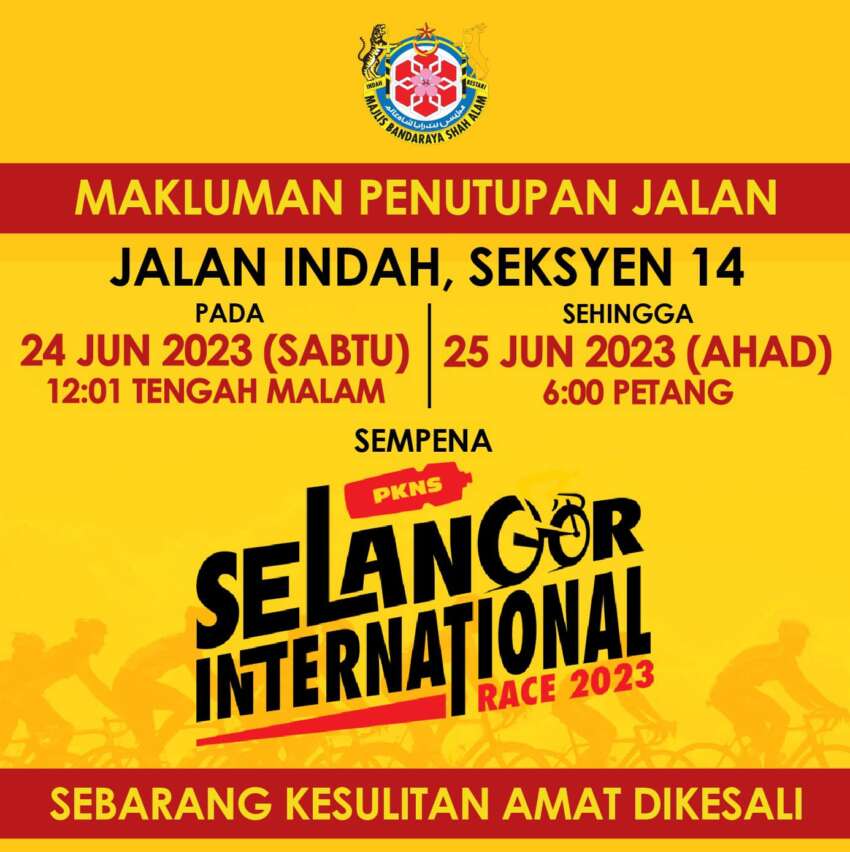Shah Alam road closures this Sunday, June 25 for the PKNS Selangor International Race cycling event 1631203
