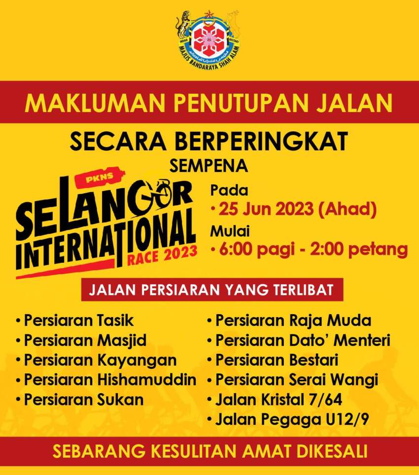 Shah Alam road closures this Sunday, June 25 for the PKNS Selangor International Race cycling event 1631204