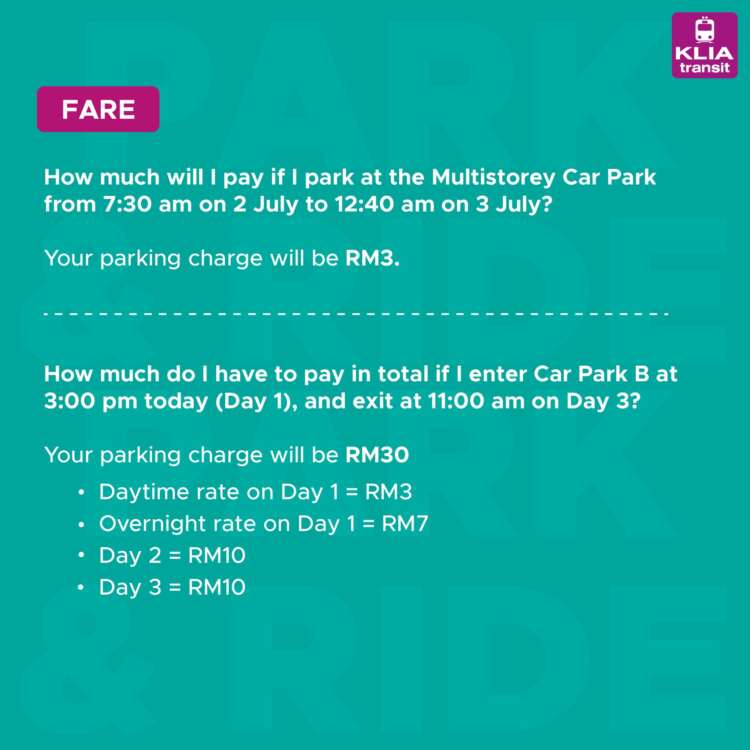 New rates for Salak Tinggi Park & Ride from July 1 - daytime RM3 ...