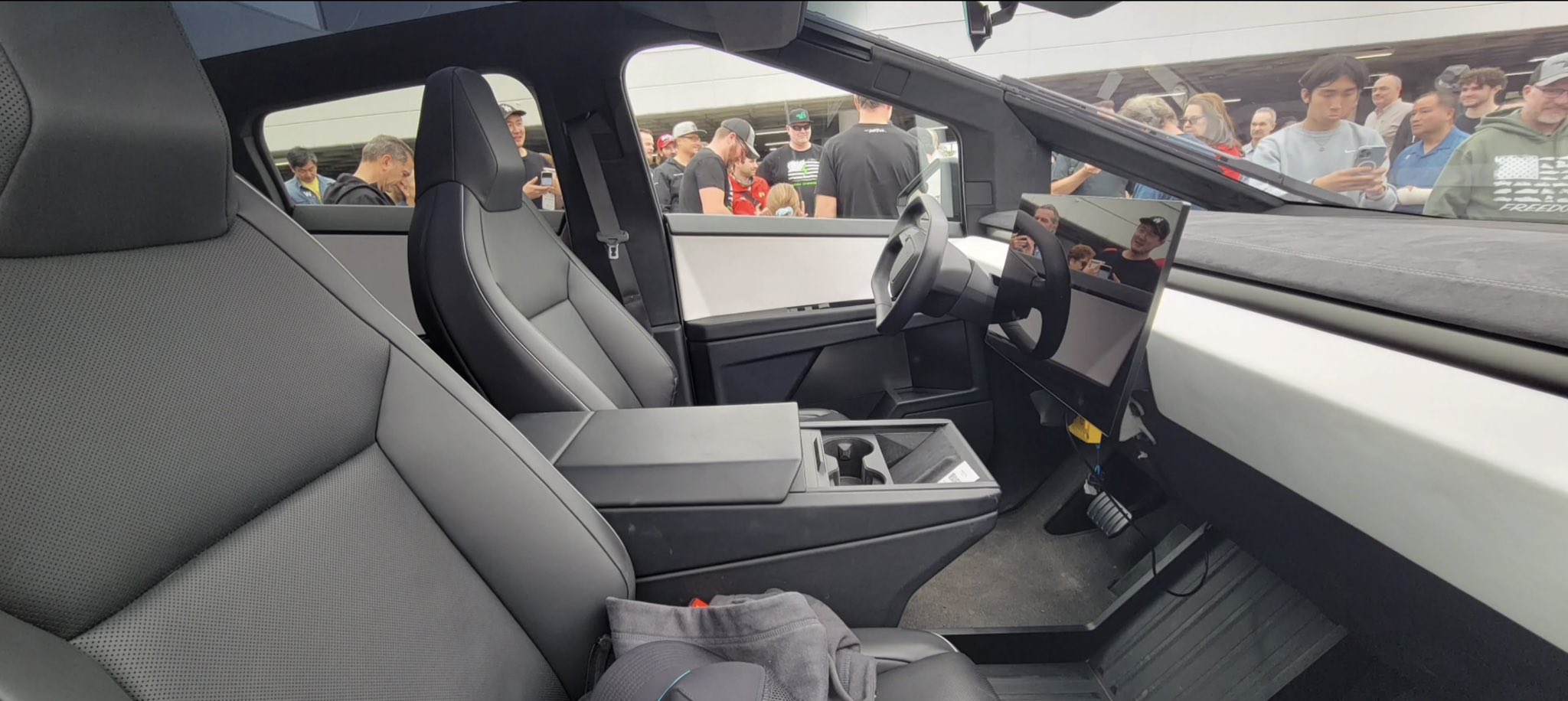 Tesla Cybertruck shows off its interior at US car meet production EV
