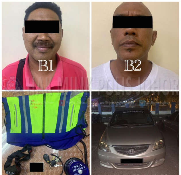Polis Johor berkas dua suspek yang menyamar jadi polis – guna lampu beacon cuba tahan kenderaan lain