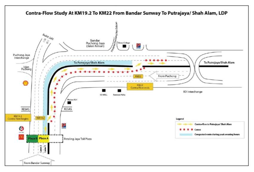 LDP contraflow from Sunway toll to Puchong starts today – weekdays 4.30 to 8.30pm, use rightmost lanes 1641699