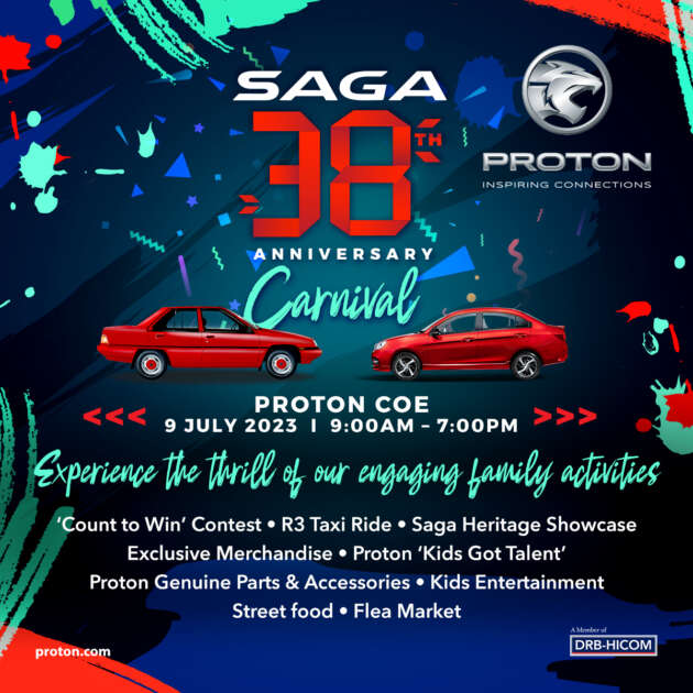Mini Karnival sempena ulang tahun ke-38 Proton Saga akan berlangsung di Ibu Pejabat Proton 9 Julai ini