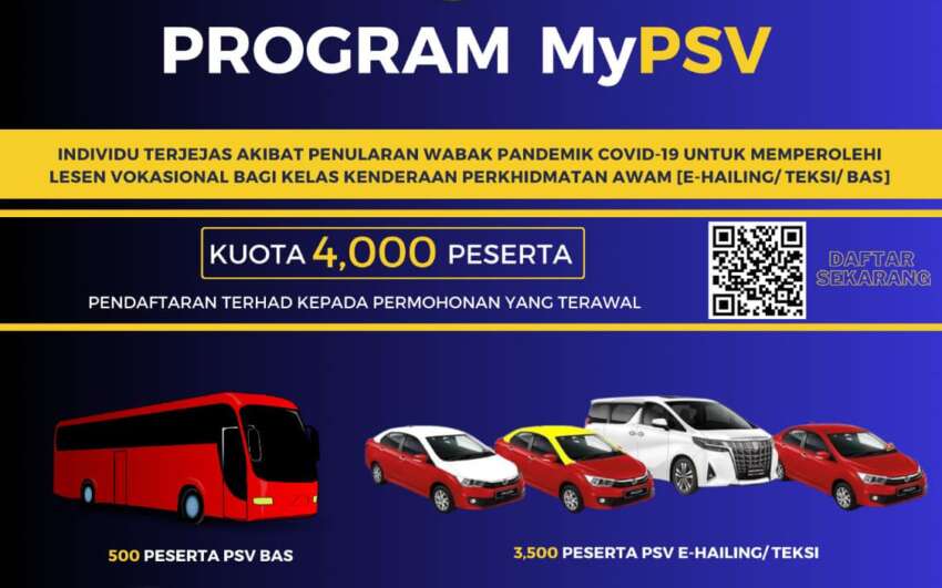 Program MyPSV 2023 dilancarkan – peruntukan RM2j, kuota 4,000 calon untuk lesen e-hailing, teksi dan bas 1635720