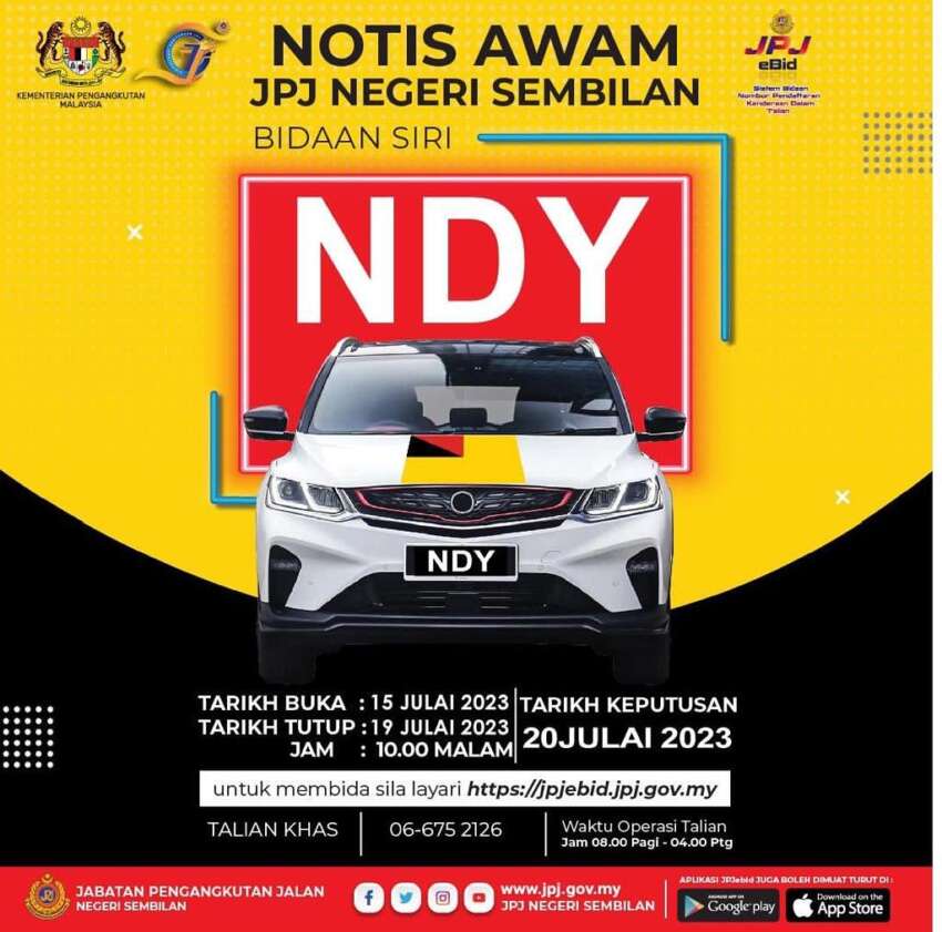 JPJ eBid: NDY and SJA number plates up for bidding 1639233