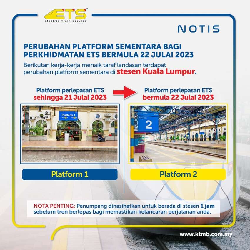 New KTM ETS train platforms and gates at KL Sentral and Kuala Lumpur stations, effective July 22 1638775