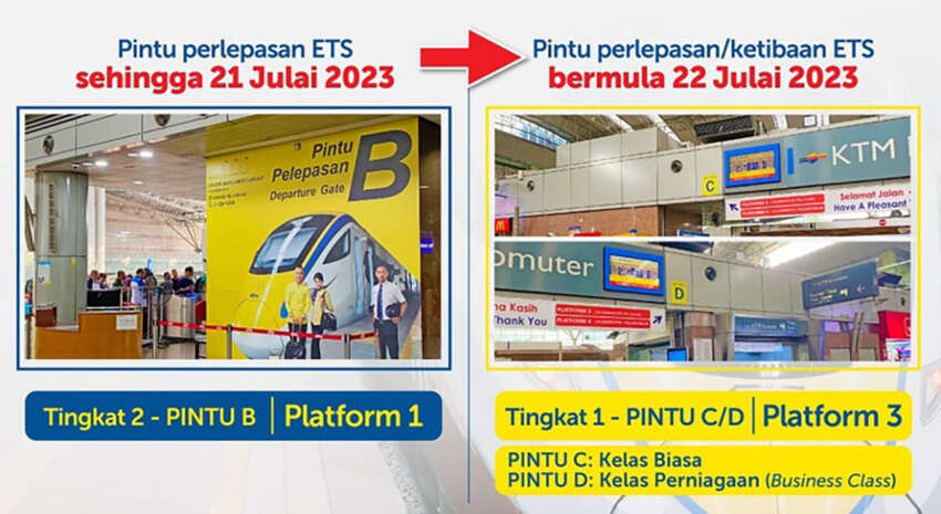 New KTM ETS train platforms and gates at KL Sentral and Kuala Lumpur stations, effective July 22 1638784