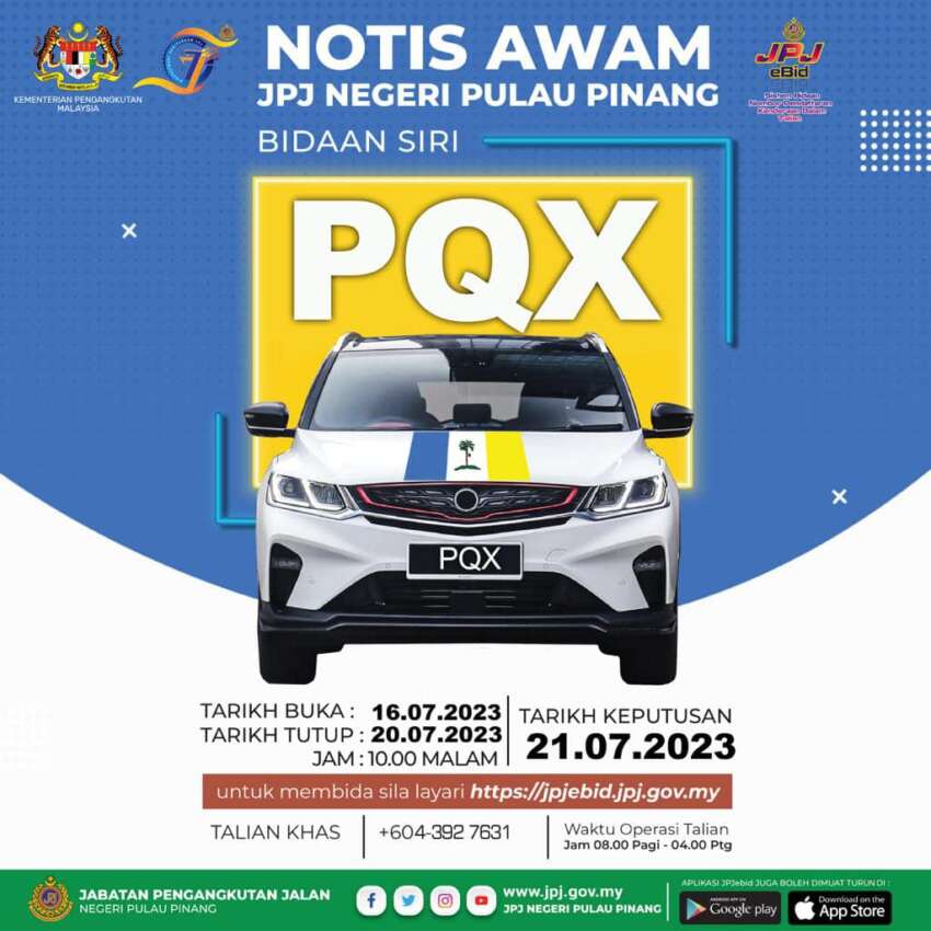 JPJ eBid: JWK dan PQX bakal dibuka bidaan 1638685