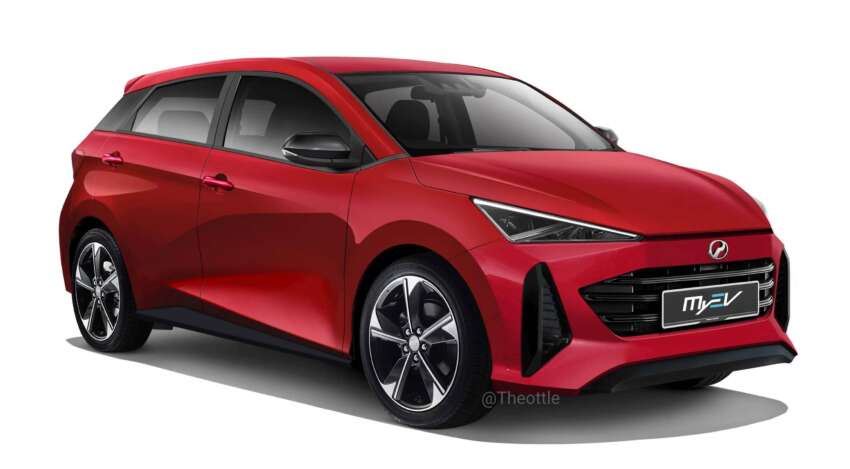 Perodua MyEV rendered based on EMO EV concept, showing a production-ready, all-electric next-gen Myvi 1635766