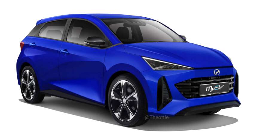 Perodua MyEV rendered based on EMO EV concept, showing a production-ready, all-electric next-gen Myvi 1635768