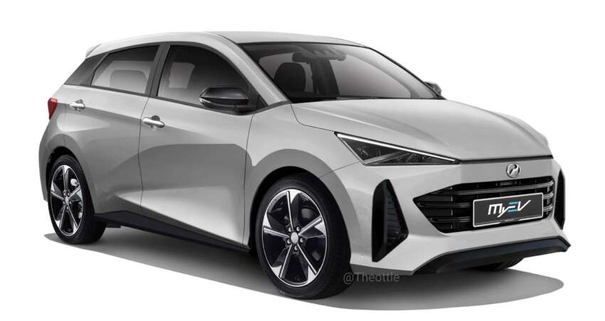 Perodua MyEV rendered based on EMO EV concept, showing a production-ready, all-electric next-gen Myvi 1635771