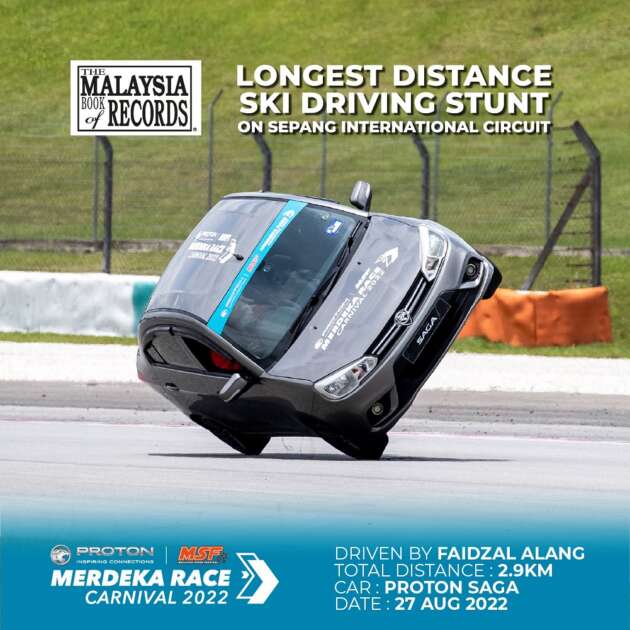 Rekod ‘pemanduan kereta 2 roda paling jauh’ Faidzal Alang dan Proton Saga diiktiraf Buku Rekod Malaysia