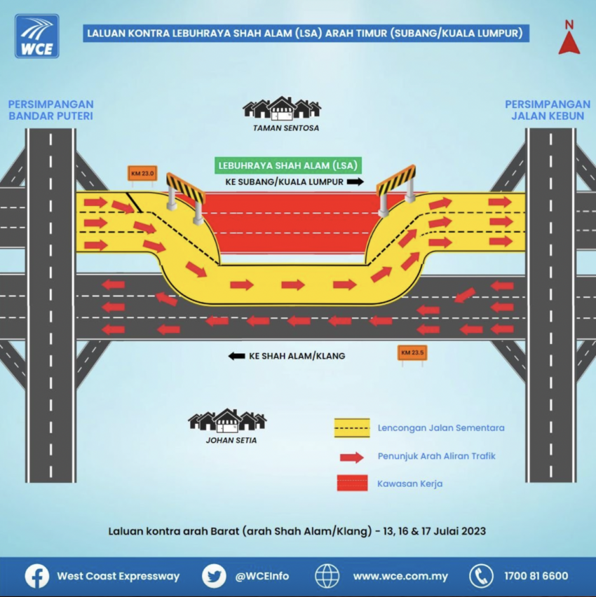 Lebuhraya Kesas aktifkan laluan kontra antara Bandar Puteri dan Jalan Kebun – 13,16 hingga 17 Julai 1639596