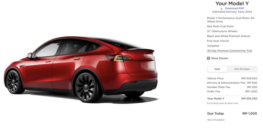 Tesla Model Y priced from RM199,000 on Tesla Malaysia configurator – book now with RM1,000 fee 1640596