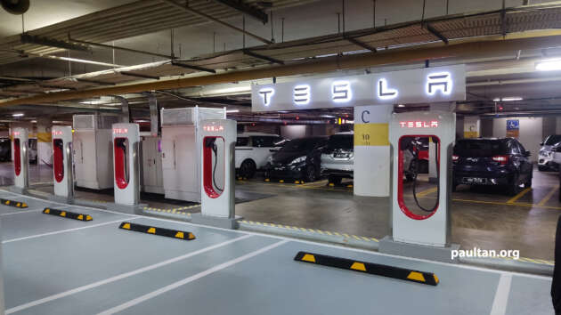 First Tesla Supercharger station in Malaysia located at Pavilion KL – eight charging bays in B1 parking area