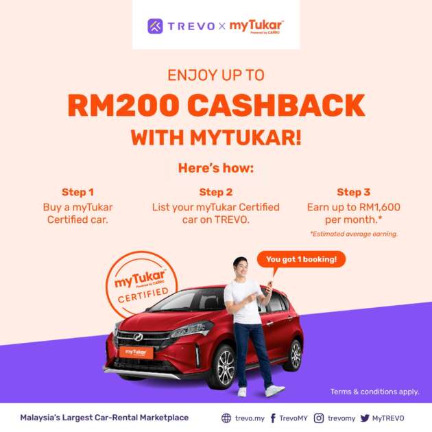 Earn up to RM1,600 a month by buying a myTukar Certified car and renting it out on TREVO marketplace