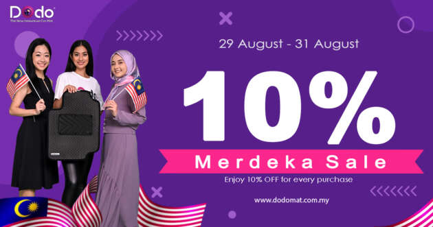 Dodo Mat Merdeka Sale – 10% storewide discount on dual-layer car mats for all car models until August 31