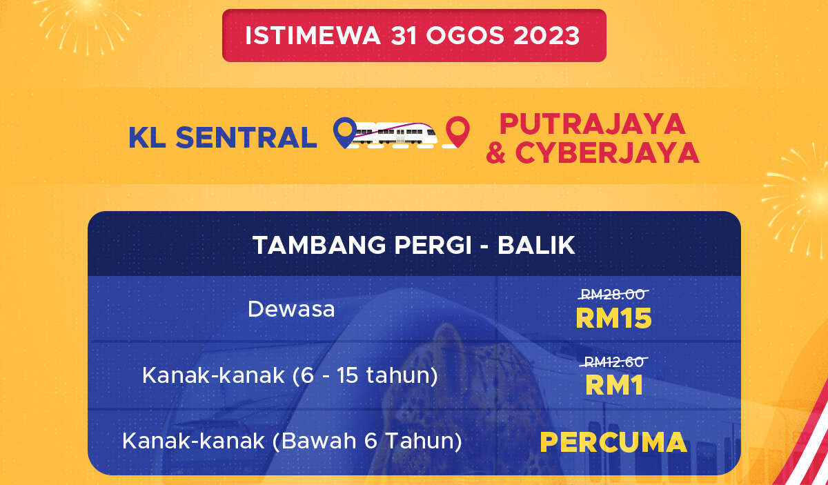 KLIA Transit Merdeka Day promo - 46% off KL Sentral - Putrajaya return