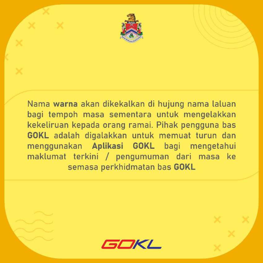 GoKL bus names changing from colours to numbers 1650684