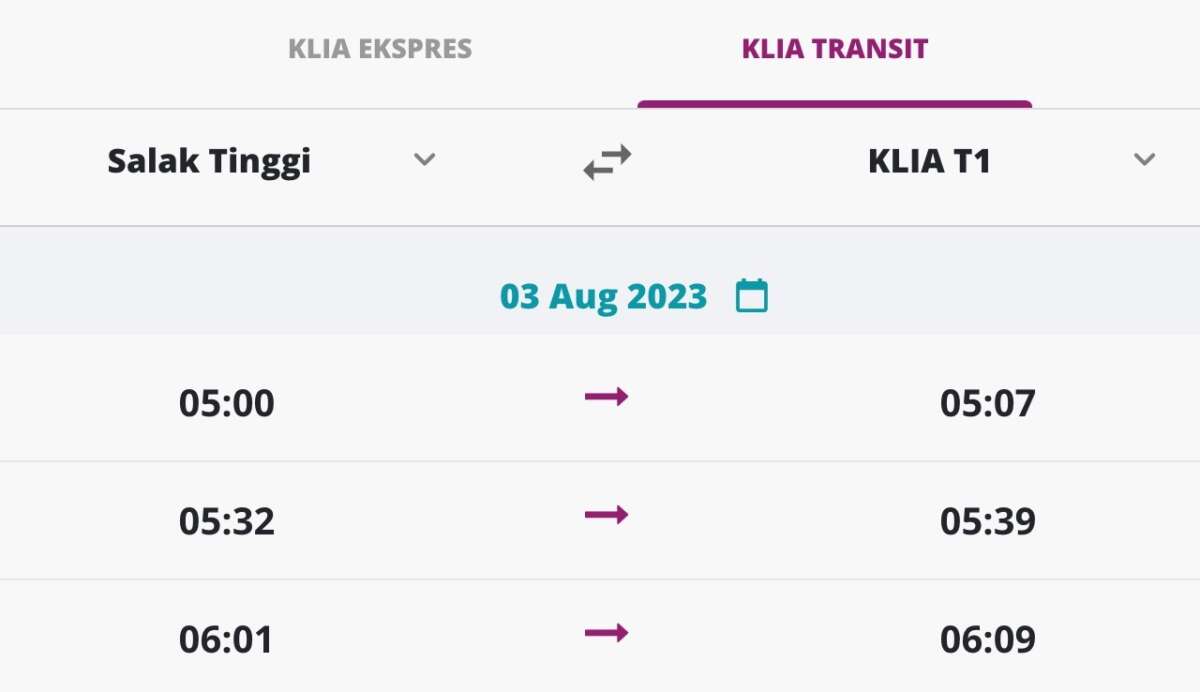KLIA Transit Salak Tinggi to KLIA now starts from 5am - paultan.org
