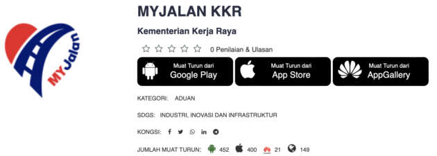 Aplikasi MYJalan kini boleh digunakan – memudahkan orang awam membuat aduan kerosakan jalan raya