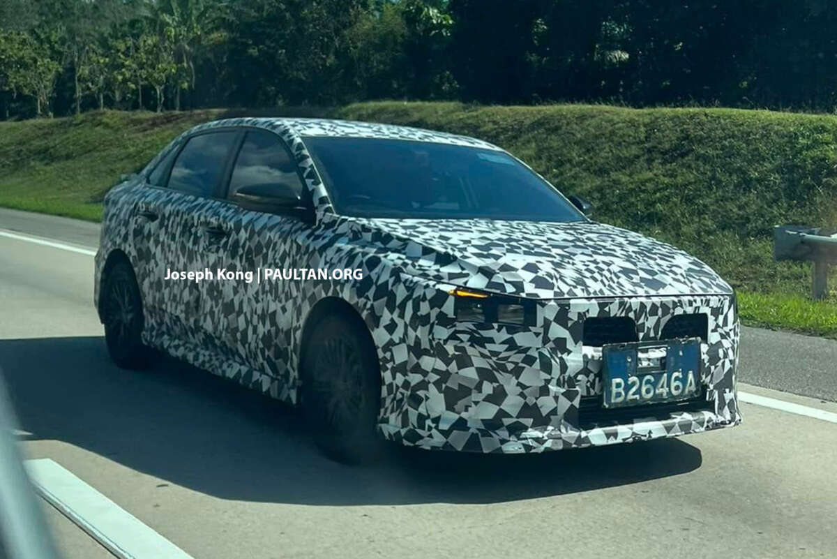 Proton S50 spied again testing on Malaysian roads – SS11 B-segment sedan test unit with added bodykit