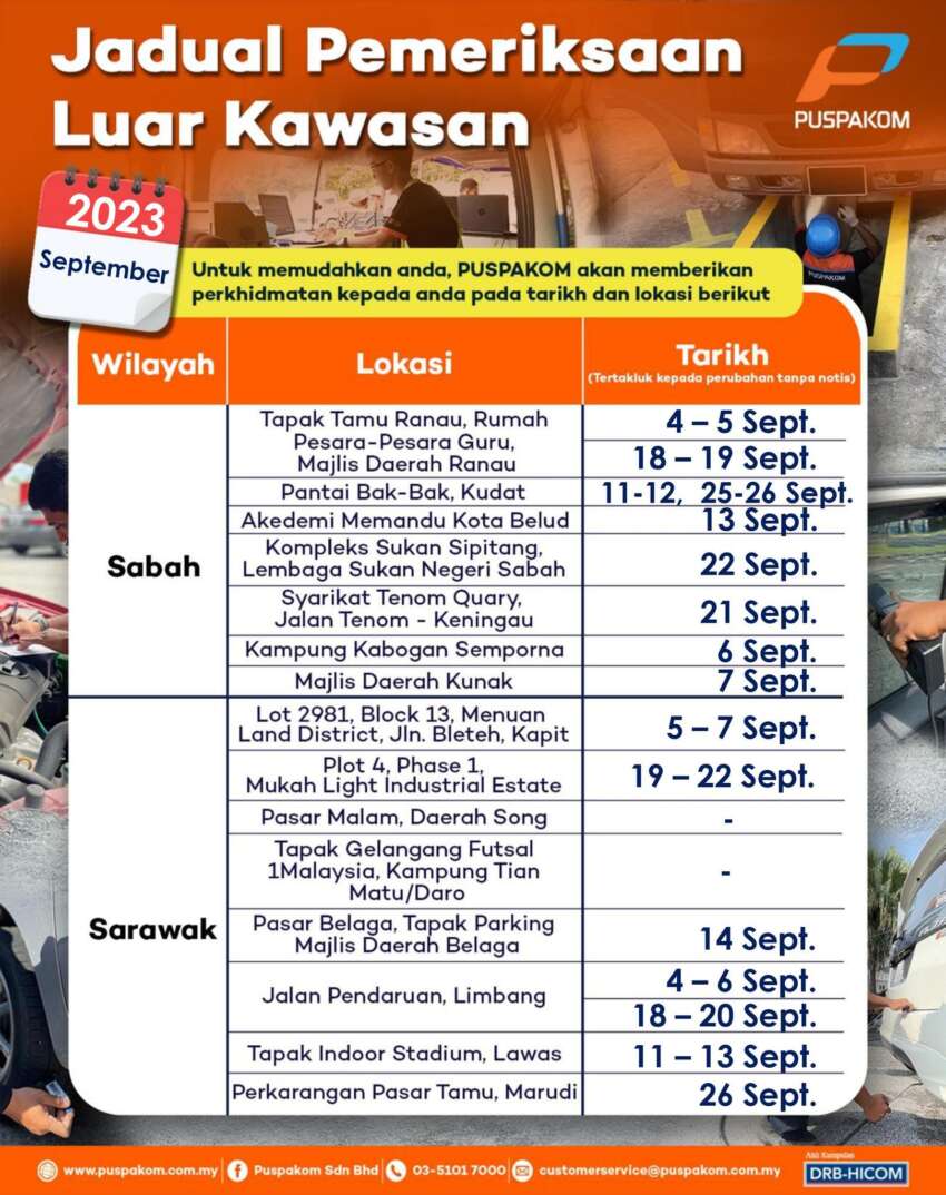 Puspakom keluarkan jadual unit pemeriksaan bergerak Sept 2023 – termasuk luar kawasan di Sabah/Sarawak 1661904