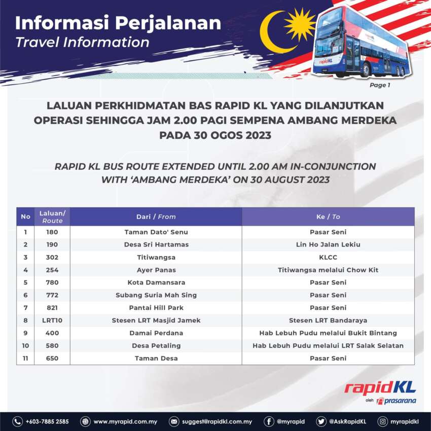 Rapid KL extends bus routes to 2am on Merdeka eve 1659579
