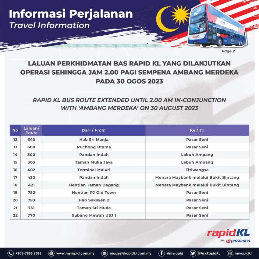 Rapid KL extends bus routes to 2am on Merdeka eve 1659580