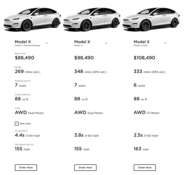 Tesla adds new Model S, Model X Standard Range variants, still AWD but slower and shorter range