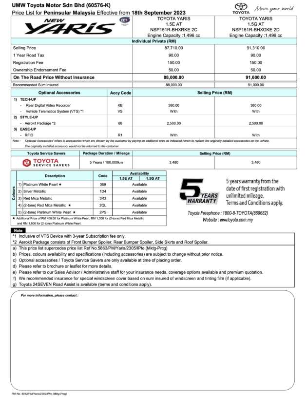 Toyota Yaris kemaskini 2023 kini di Malaysia – hingga RM4.7k lebih mahal, RM88k-RM92k, skrin kini 9-inci