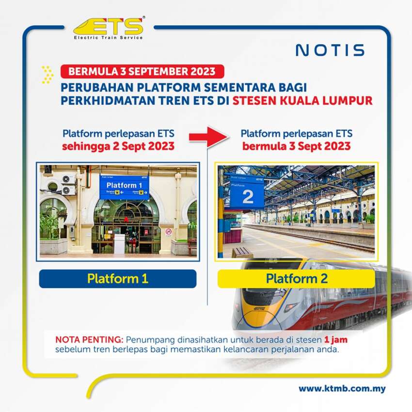 New KTM ETS train platforms and gates at KL Sentral and Kuala Lumpur stations, effective September 3 1663558