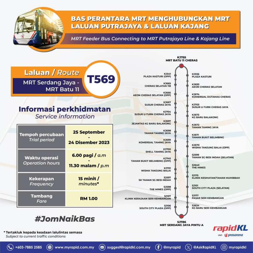 Rapid Bus laksana ujian percubaan bas perantara MRT dan LRT untuk Puchong, Seri Kembangan dan Cheras 1670393