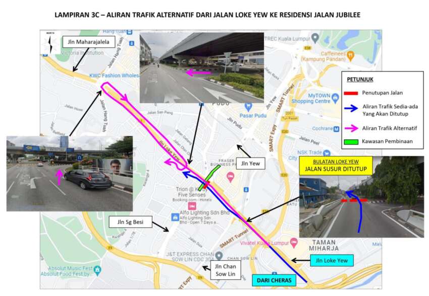 Jalan Sg Besi dan Bulatan Loke Yew ditutup secara berperingkat selama setahun mulai 30 Sept 2023 1665600