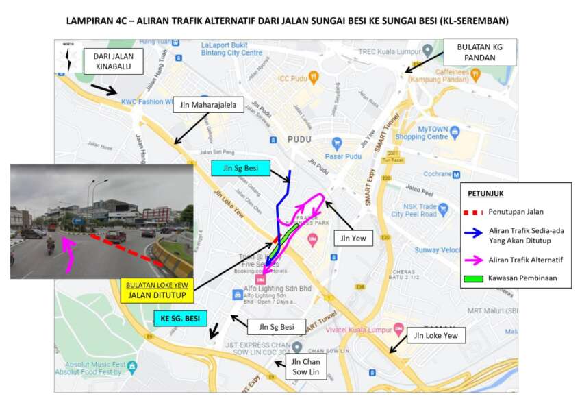 Jalan Sg Besi dan Bulatan Loke Yew ditutup secara berperingkat selama setahun mulai 30 Sept 2023 1665602