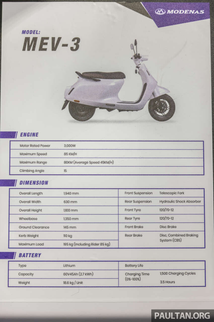 Modenas MEV-1, MEV-2 and MEV-3 electric scooters on display at IGEM – fleet use only, not for public sale yet 1674984