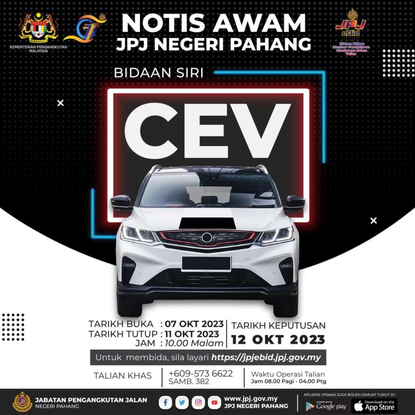 JPJ eBid: CEV and ANF number plates up for bidding 1675557