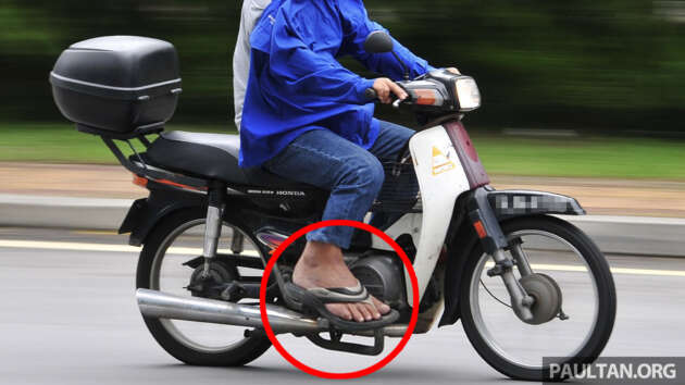 Illegal to ride a motorcycle in Malaysia with slippers?