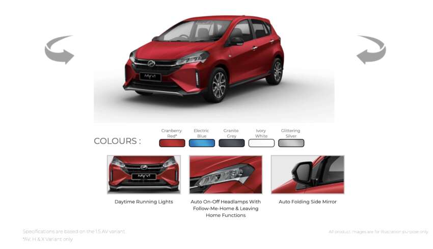 Perodua Myvi colours – Cranberry Red replaces Lava Red on X and H, previously exclusive to top-spec AV 1675840