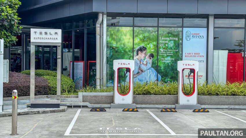 Tesla Supercharger now in Iskandar Puteri, Johor – four units, up to 250 kW; RM0.63 per kWh until Oct 8 1683903