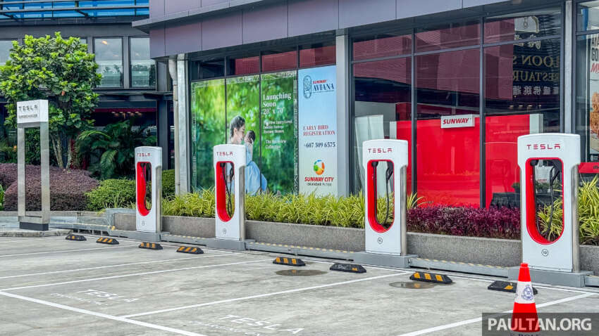 Tesla Supercharger now in Iskandar Puteri, Johor – four units, up to 250 kW; RM0.63 per kWh until Oct 8 1683905