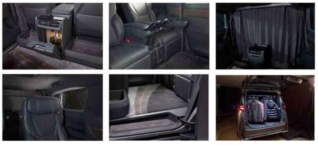 Toyota Vellfire Spacious Lounge concept – luxurious four-seat MPV with privacy curtains, rear coat hanger