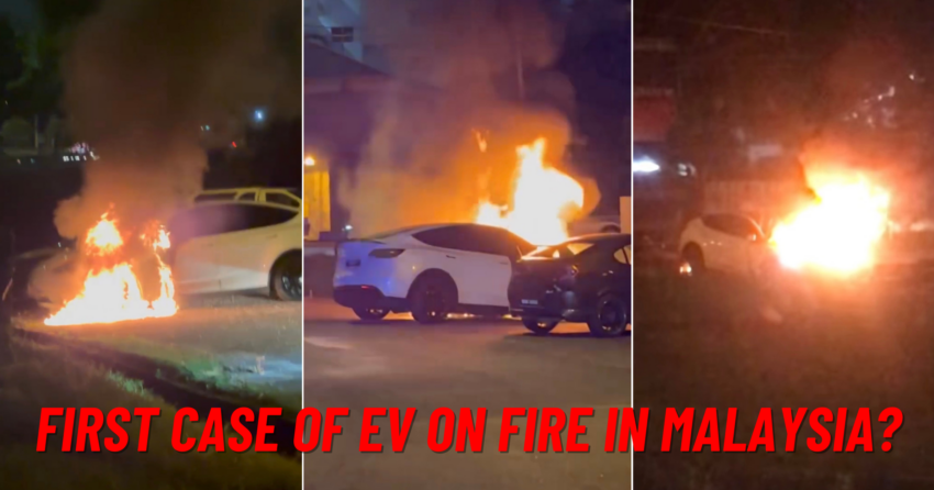 Tesla Model Y seen burning in Puchong last night – first recorded case of EV fire in Malaysia? 1681163