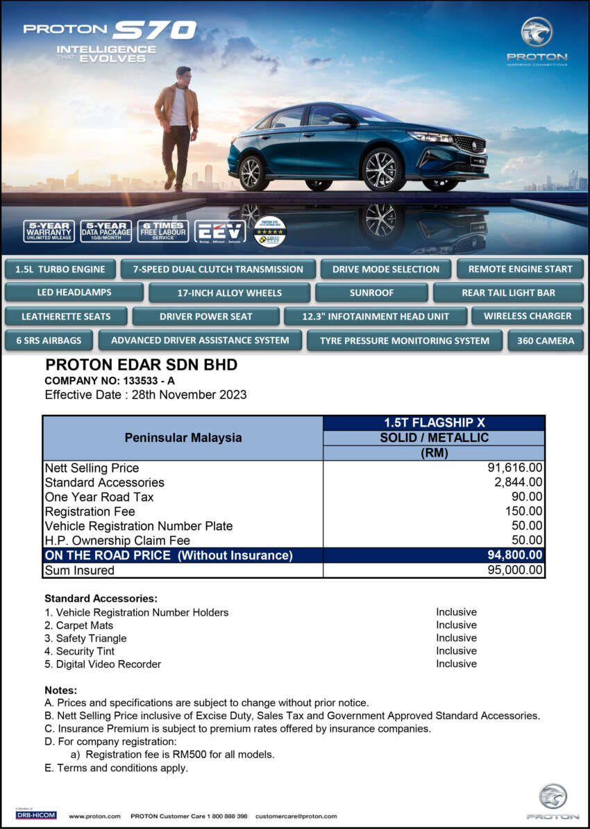 Proton S70 sedan launched – Executive, Premium, Flagship, X; 1.5T 7DCT; City/Vios rival RM74k to RM95k 1701163