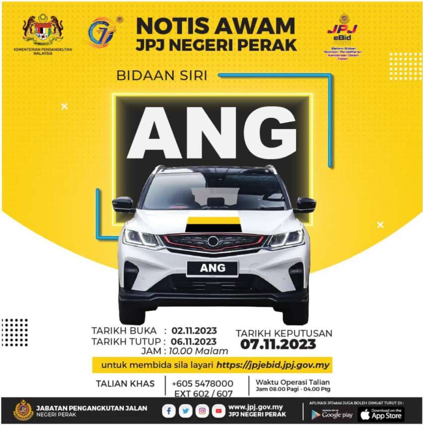 JPJ eBid: ANG and RAT number plates up for bidding 1689631