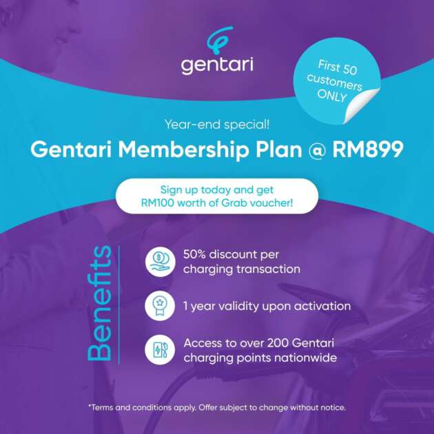 PACE 2023: Gentari Membership Plan at RM899, get RM100 Grab vouchers – 50% discount on EV charging