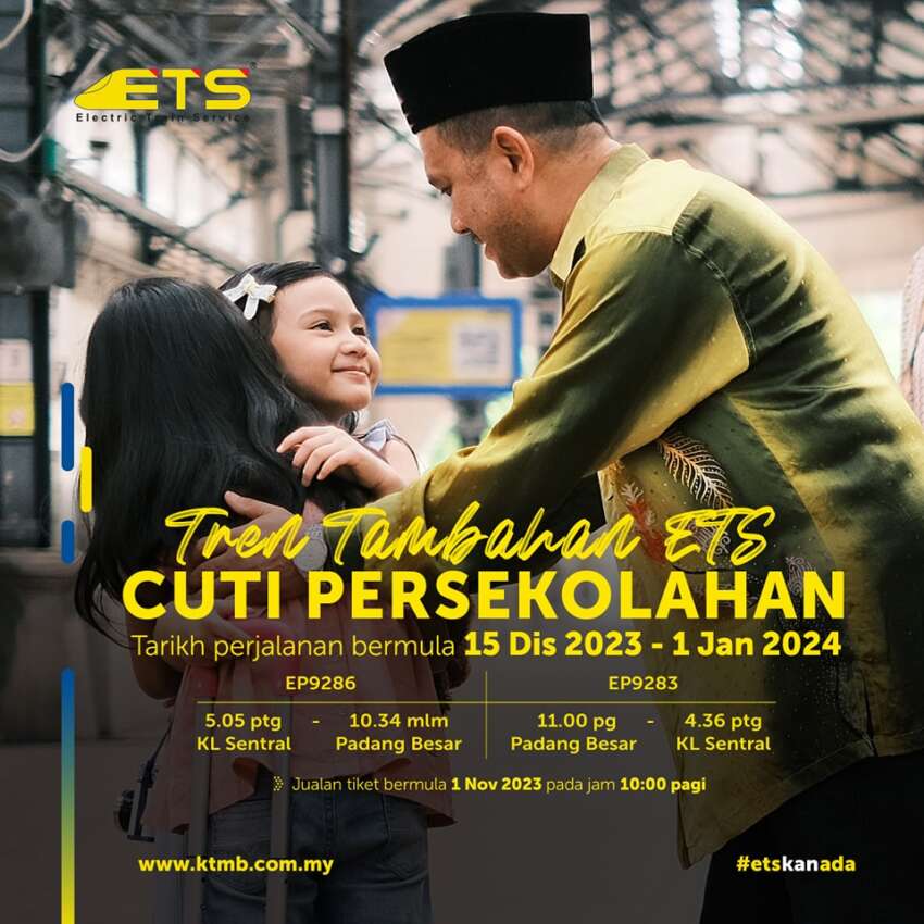 KTMB buka jualan tiket tren ETS, Antarabandar bagi April 2024 – beli awal untuk beraya di kampung! 1692167