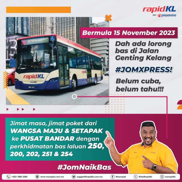 Lorong bas di Jalan Genting Klang beroperasi mulai 15 Nov;  Wangsa Maju, Setapak ke Pusat Bandar KL
